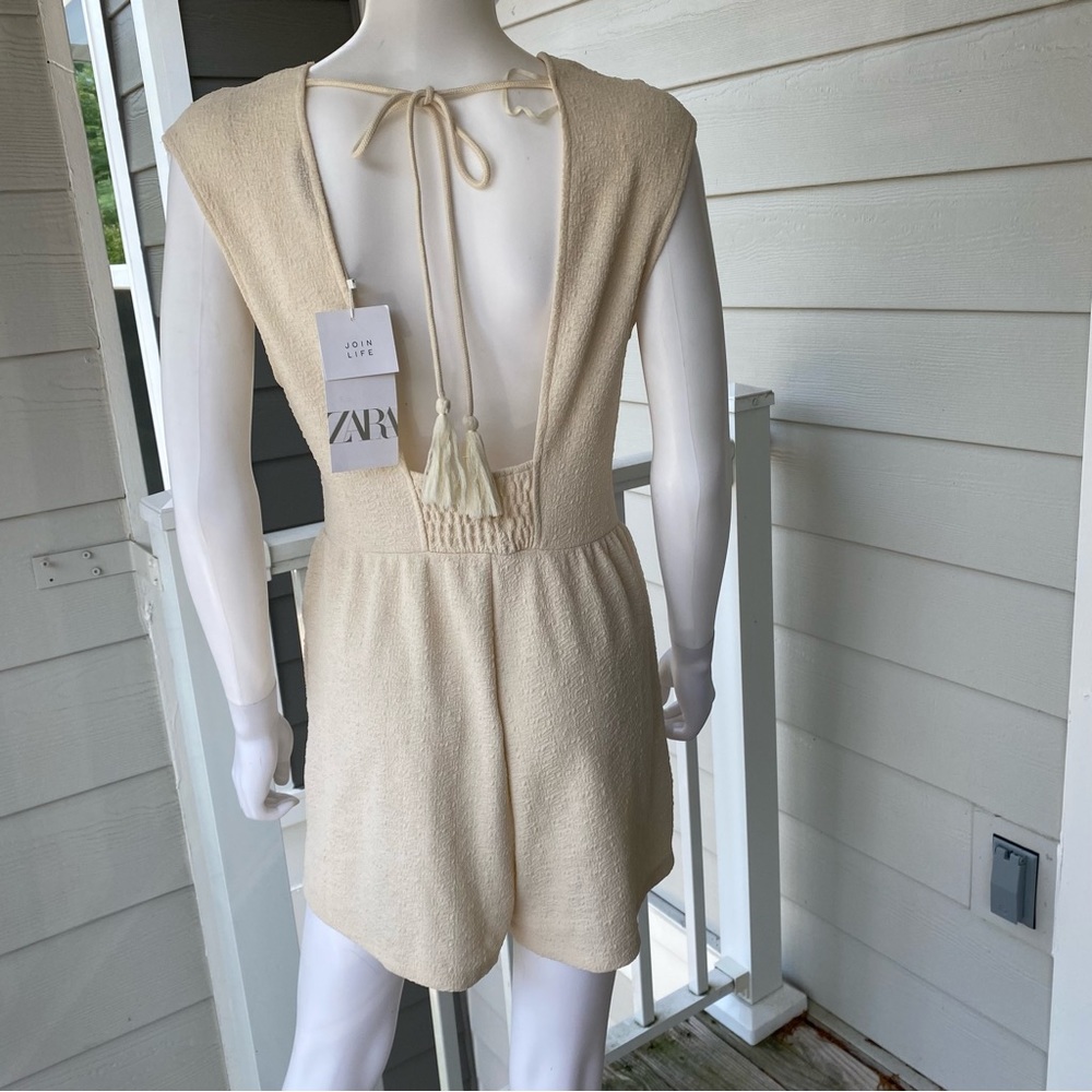 ZARA Textured Ivory Cream Lace Detail Romper Playsuit - Picture 11 of 13